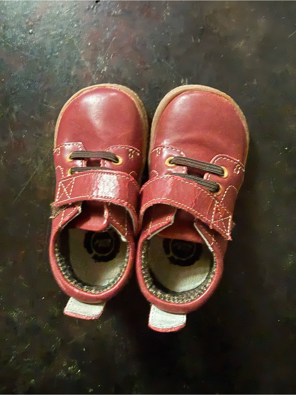 Livie & Luca Red Leather Toddler Velcro Shoes